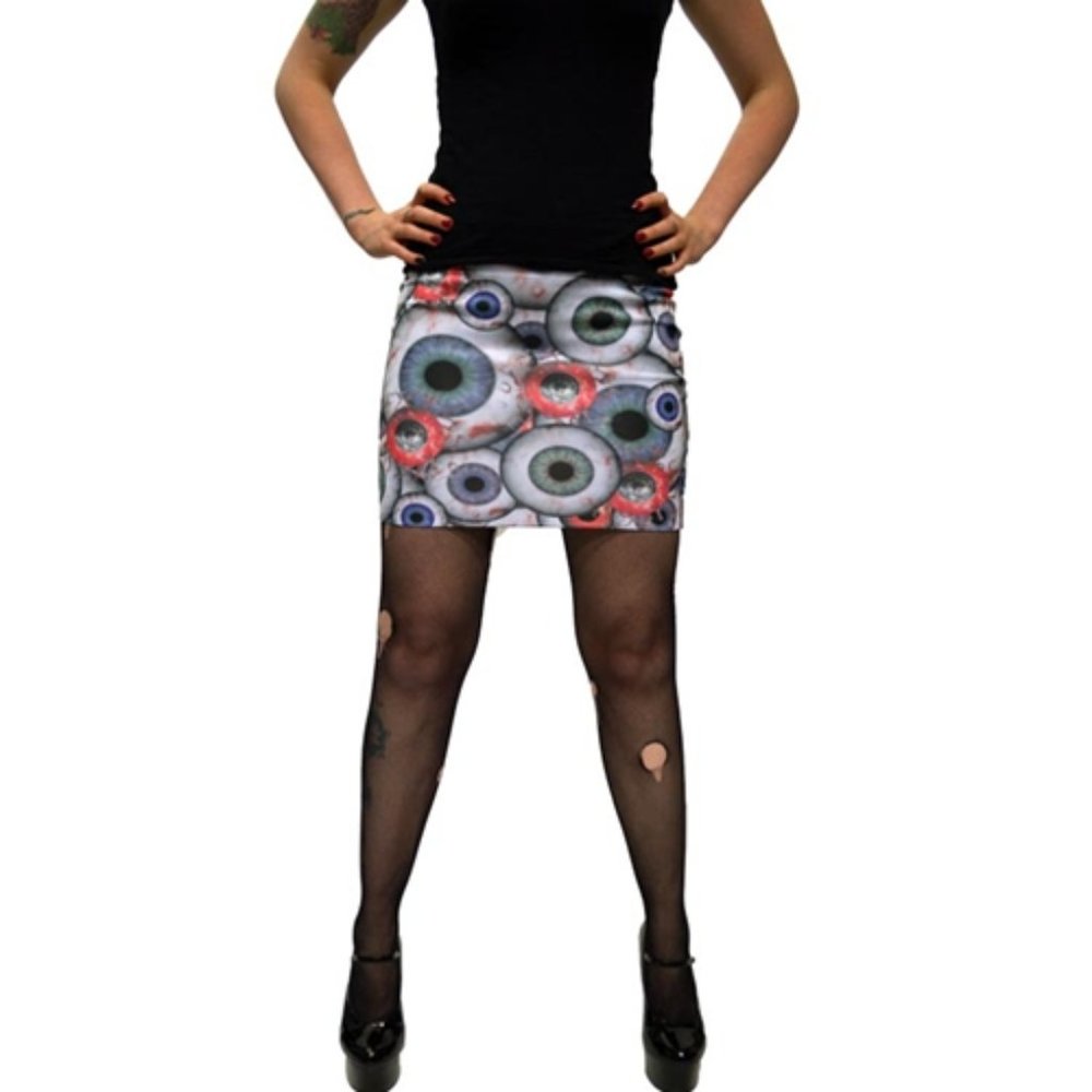 KREEPSVILLE 666 - GOOGLE BLOODSHOT EYES MINI SKIRT - Picture 3 of 3